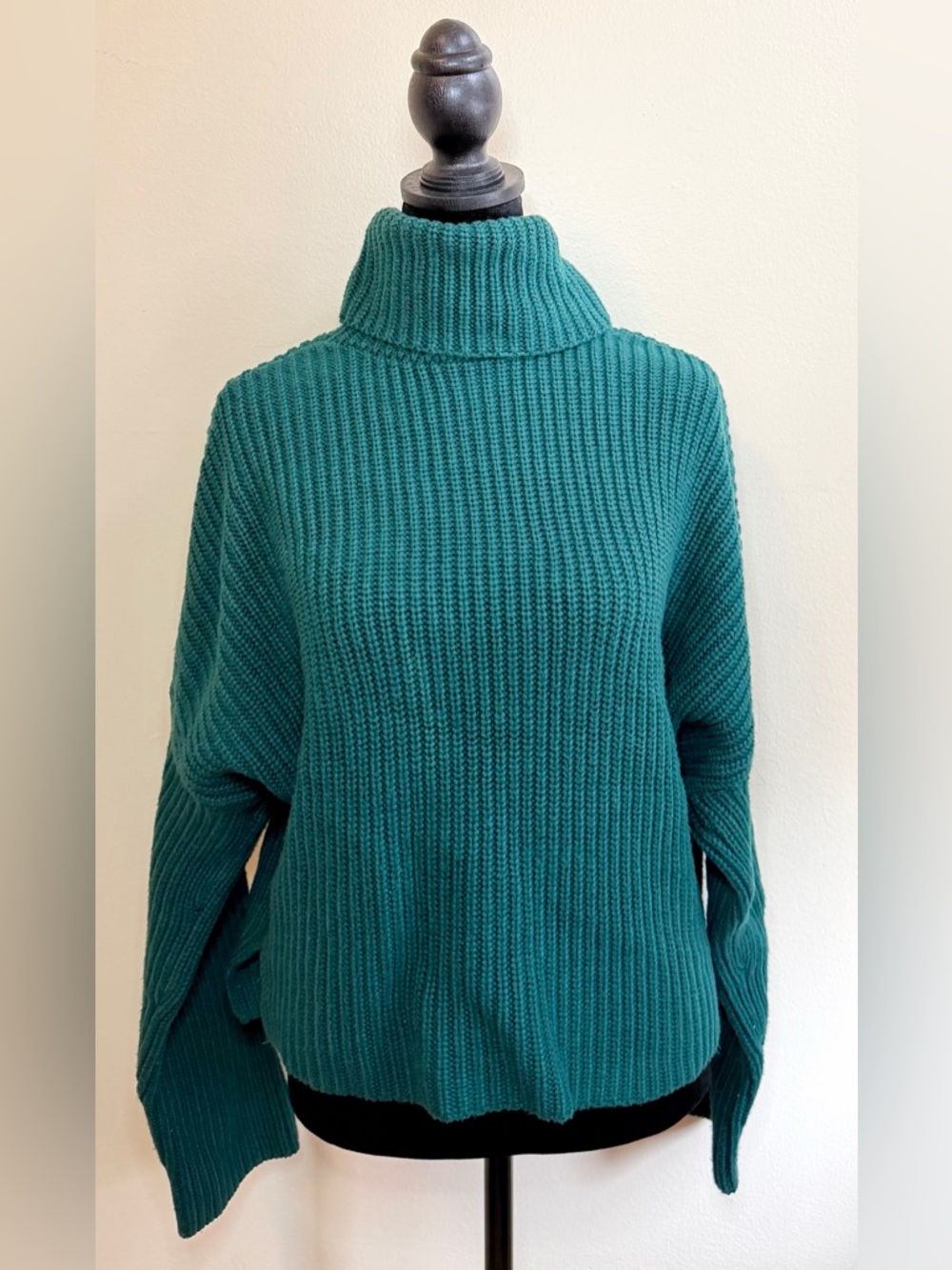 Abercrombie & Fitch Chunky Green Turtleneck Sweater S Cozy Thick Knit Winter